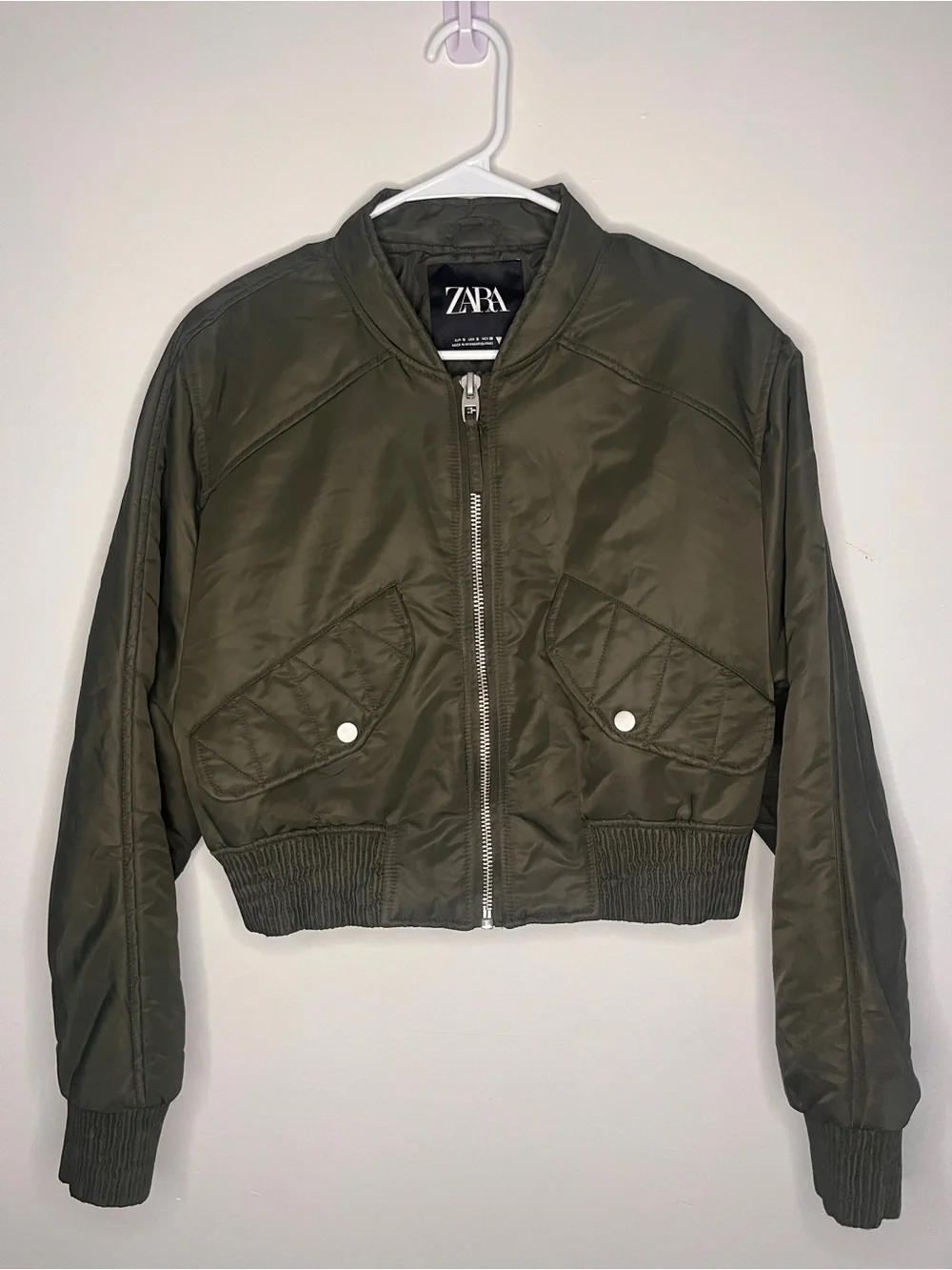 Zara Cropped Bomber Jacket NWOT SIZE S - Picture 3 of 10